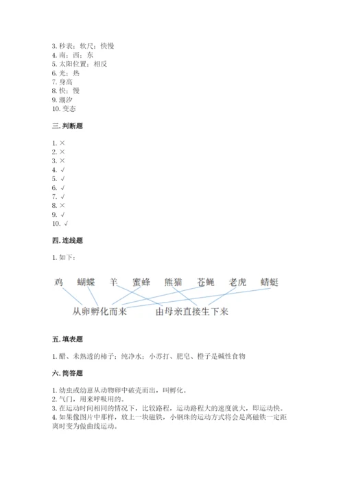 教科版小学科学三年级下册 期末测试卷完美版.docx