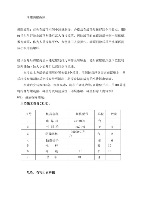 原储油罐区拆除HSE作业计划书已改