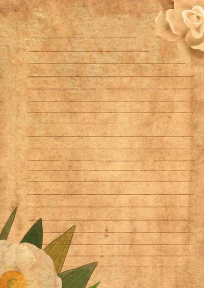 手绘花卉复古信纸word模板