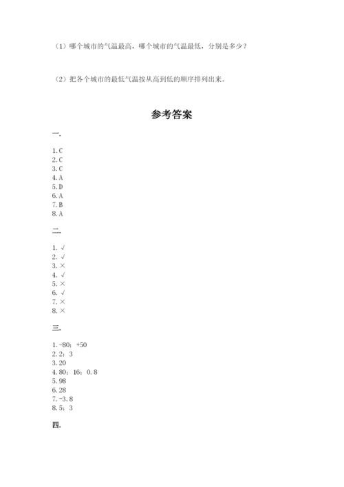 小学六年级数学期末自测题（考试直接用）.docx