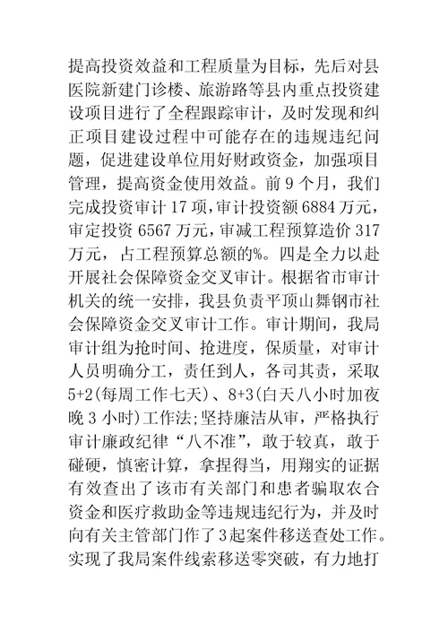 审计局党委书记述职报告