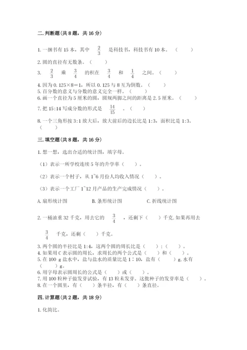 小学六年级上册数学期末测试卷带答案（典型题）.docx