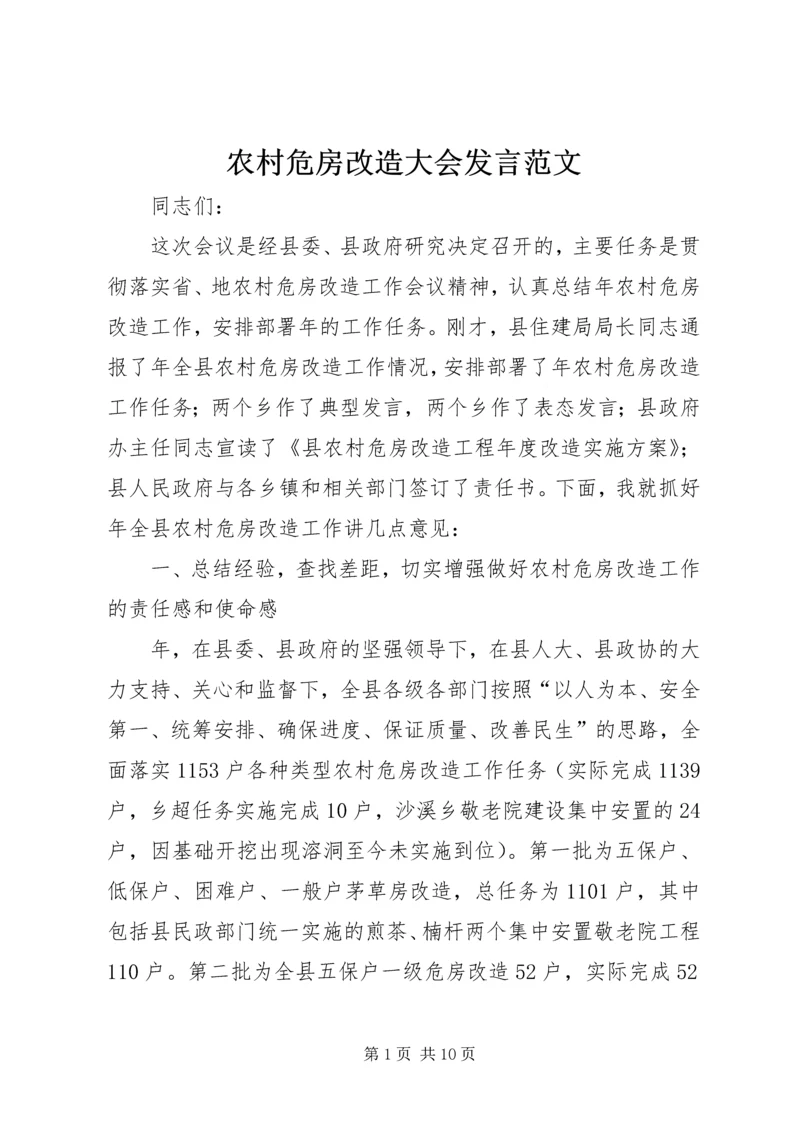 农村危房改造大会发言范文.docx