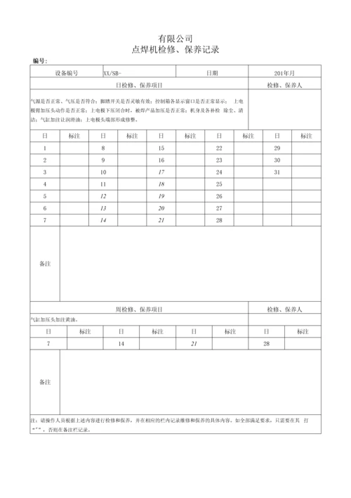 设备维修、维护保养记录表(模板).docx