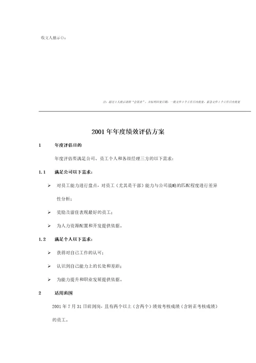 联想公司年度绩效评估方案