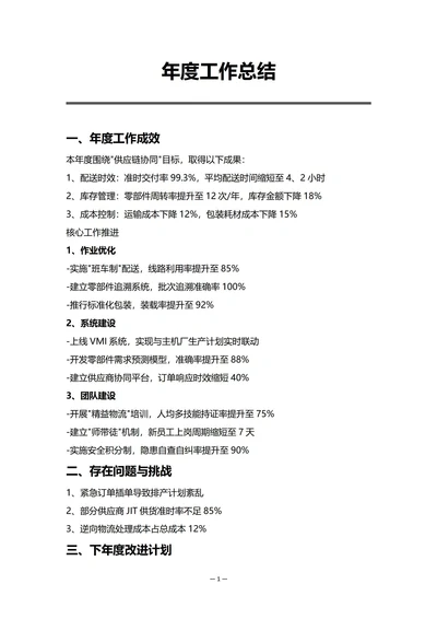 车企仓储部门年度工作总结