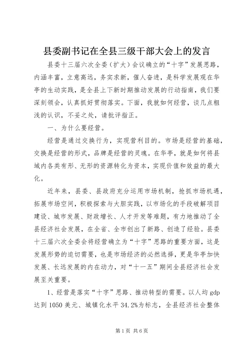 县委副书记在全县三级干部大会上的发言.docx