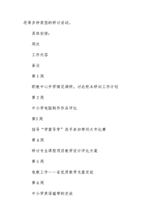 XX-XX年度第二学期研训工作计划