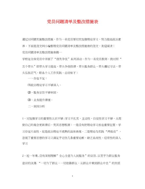 2023年党员问题清单及整改措施表.docx