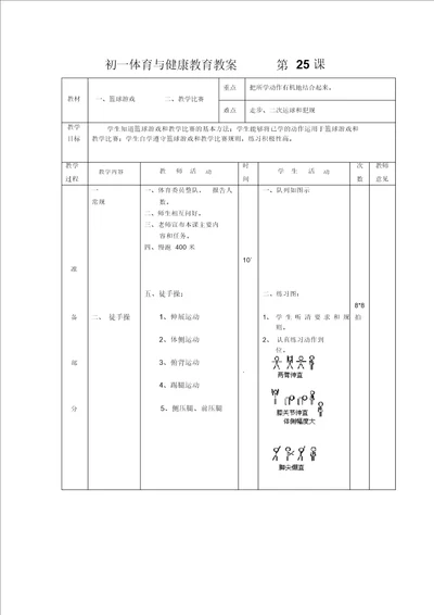 七年级体育教案第25课