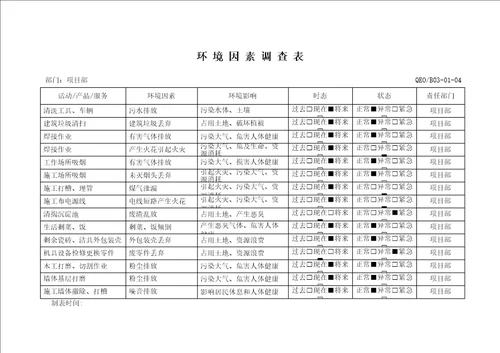 环境因素调查表已填内容