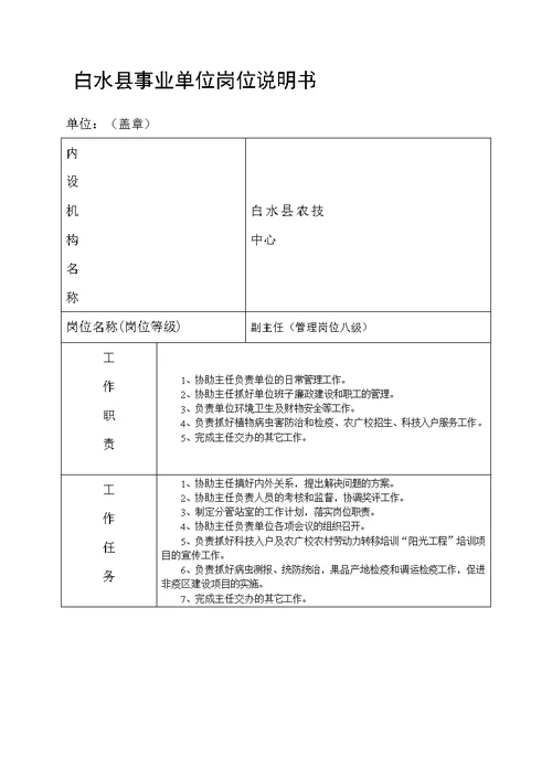 某县事业单位岗位说明书(Document 39页)