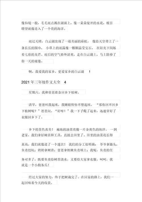 2021年三年级作文大全