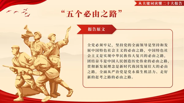 红色天安门实景党政学习二十大的关键词PPT模板