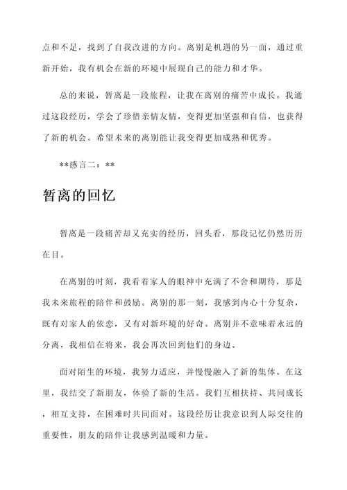 暂离后的感言