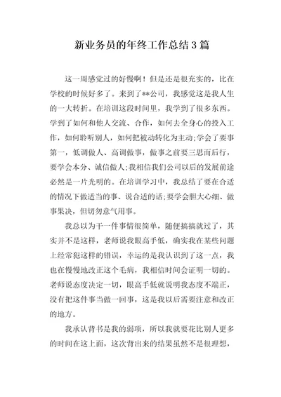 新业务员的年终工作总结3篇