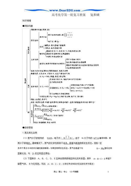 高考化学第一轮复习教案氮和磷