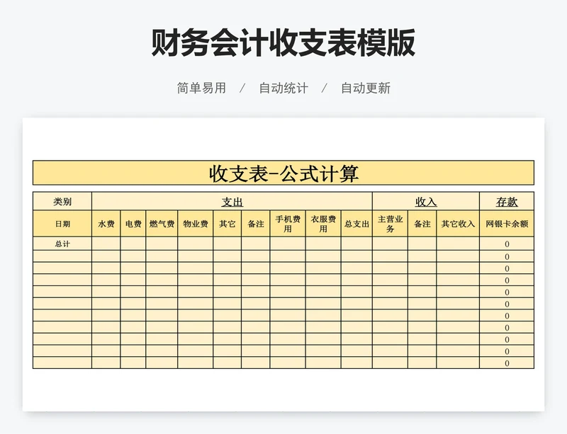 财务会计收支表模版