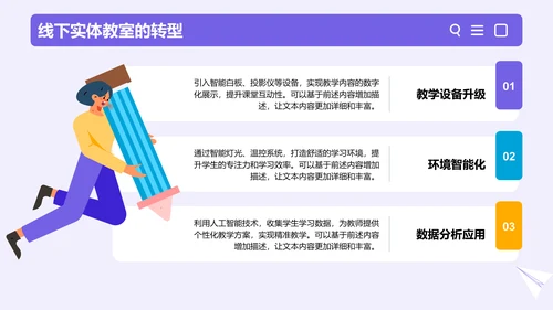 紫色插画风在线教育平台的发展趋势PPT模板