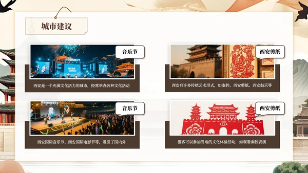 棕色系古风类西安城市旅游介绍PPT