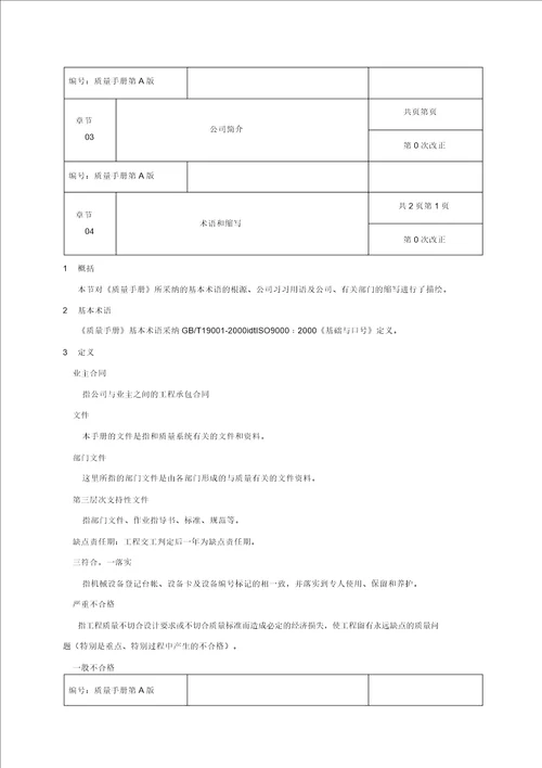 建筑行业质量管理手册