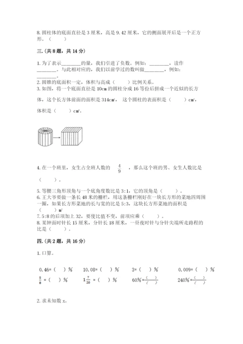 人教版小升初数学模拟试卷及参考答案（综合卷）.docx