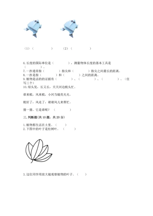 教科版一年级上册科学期末测试卷（轻巧夺冠）.docx