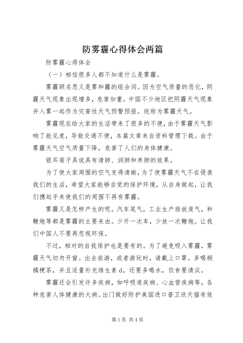 防雾霾心得体会两篇.docx