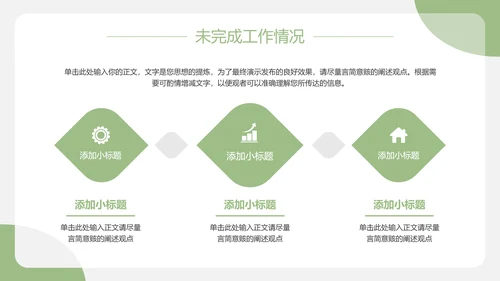 绿色简约风季度工作汇报PPT模板