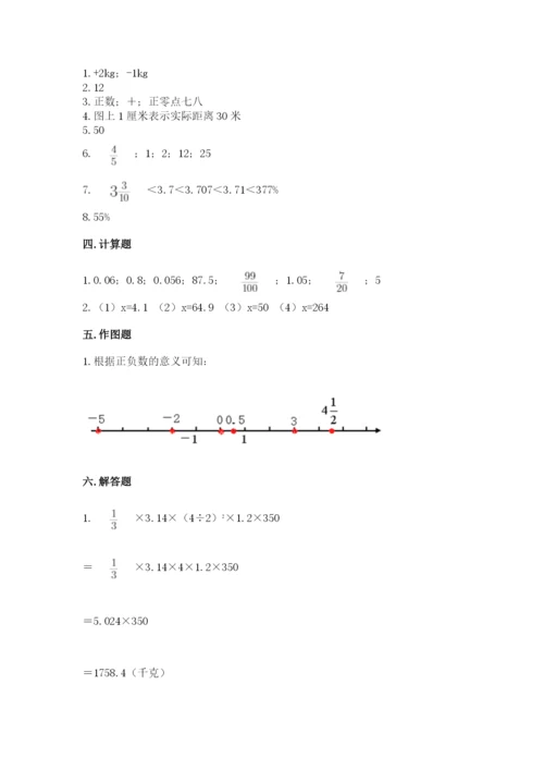 冀教版小学六年级下册数学期末综合素养测试卷及参考答案一套.docx