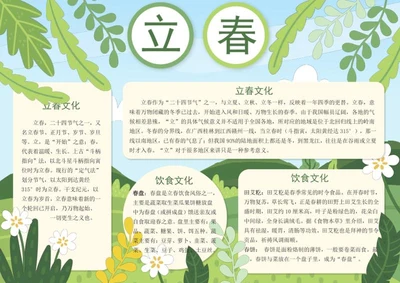 二十四节气之立春手抄报word模板