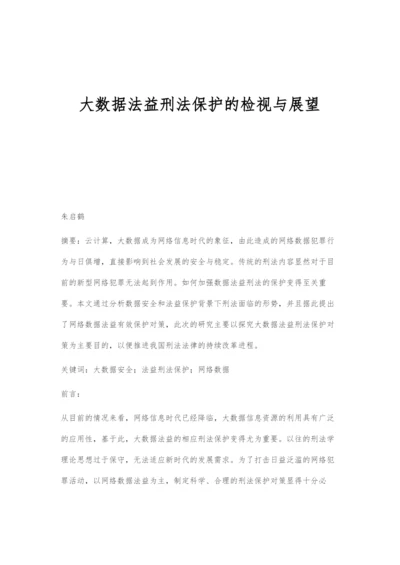 大数据法益刑法保护的检视与展望.docx