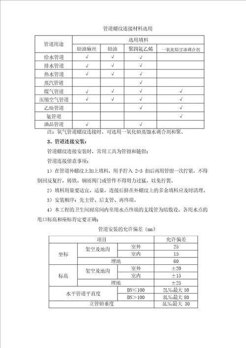 钢管丝扣连接施工方案及工艺方法