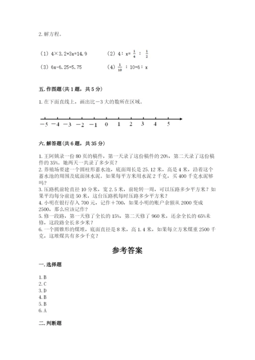 上海市奉贤区六年级下册数学期末测试卷1套.docx