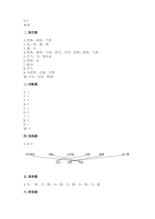 教科版科学四年级上册第一单元声音测试卷含答案【满分必刷】.docx