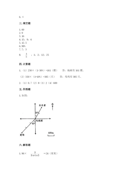 廊坊市香河县六年级下册数学期末测试卷新版.docx