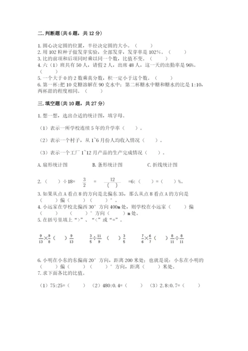 2022六年级上册数学期末考试试卷及一套答案.docx