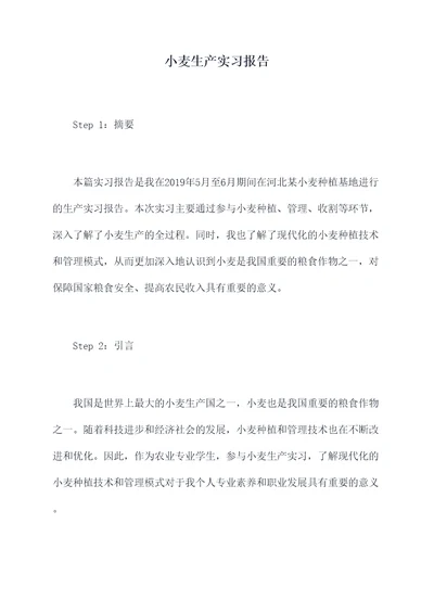 小麦生产实习报告