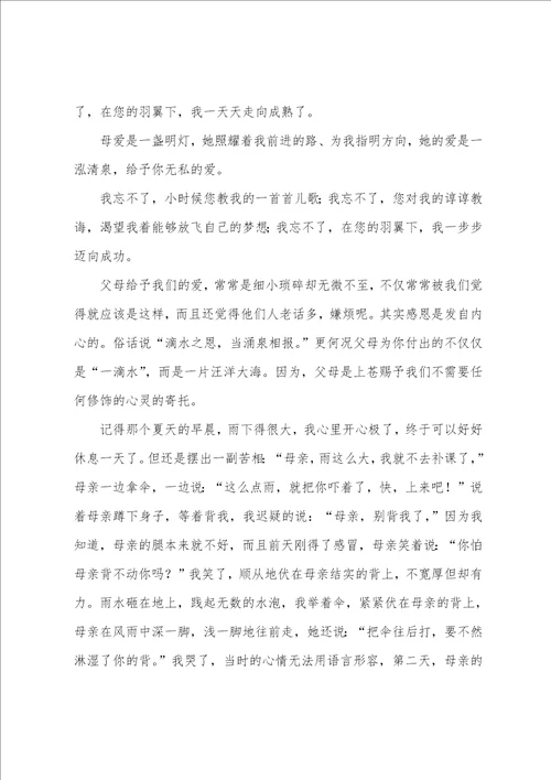 父母的关爱作文六篇