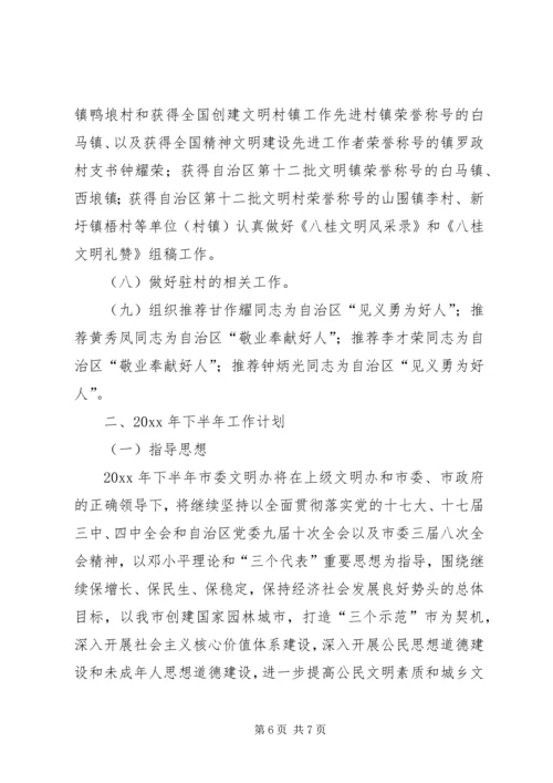 市文明办上半年工作总结及下半年工作计划.docx