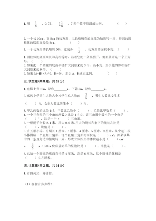赣州市信丰县六年级下册数学期末测试卷往年题考.docx