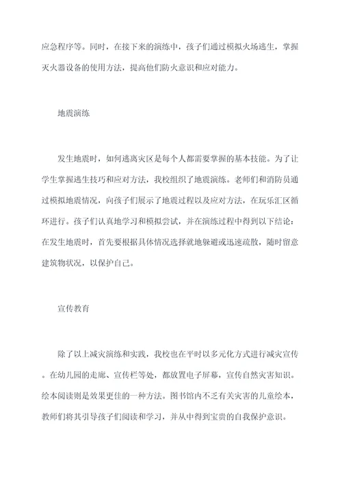 幼儿园减灾活动总结