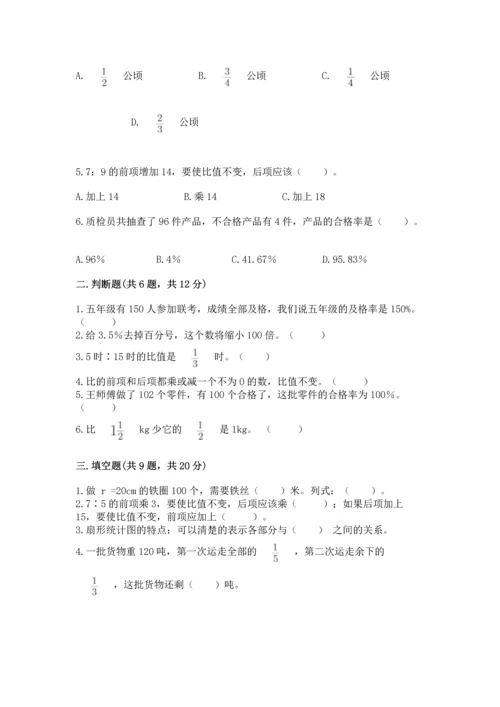 人教版六年级上册数学期末测试卷带答案（综合题）.docx