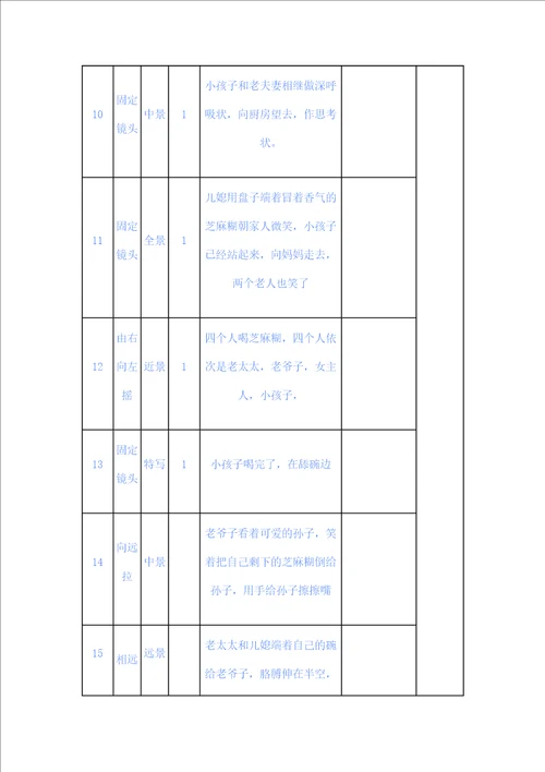 分镜头剧本参考格式