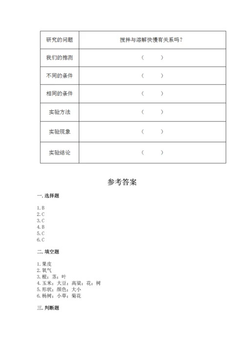 教科版科学一年级上册第一单元《植物》测试卷及答案（夺冠系列）.docx