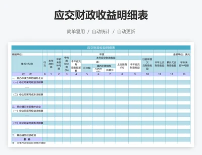 应交财政收益明细表