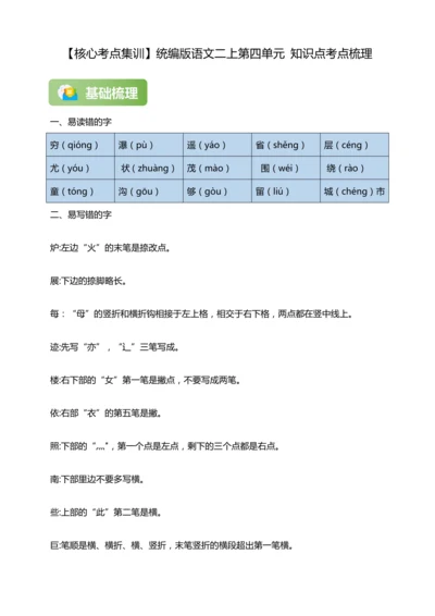 【核心考点集训】统编版语文二上第四单元 知识点考点梳理
