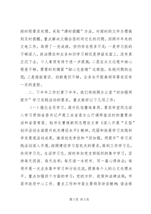 文电科上半年工作总结和下半年工作计划.docx