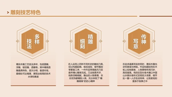 棕色国风非遗木雕的匠心雕刻PPT模板