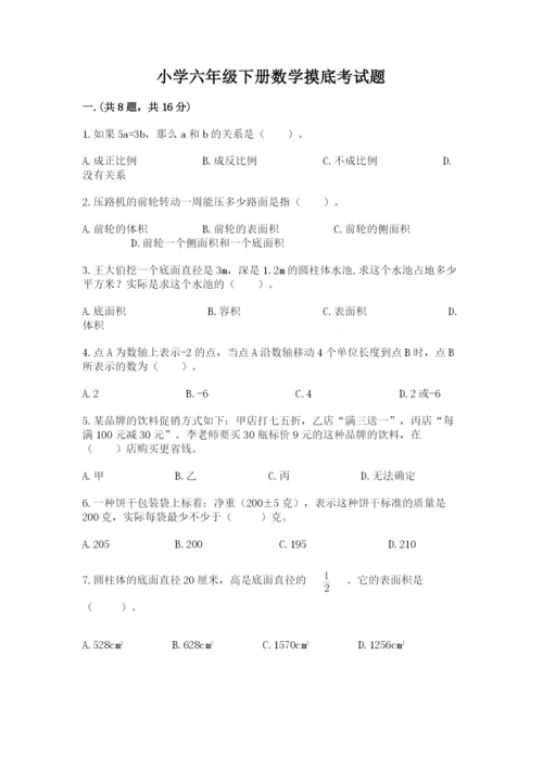 小学六年级下册数学摸底考试题精品【精选题】.docx